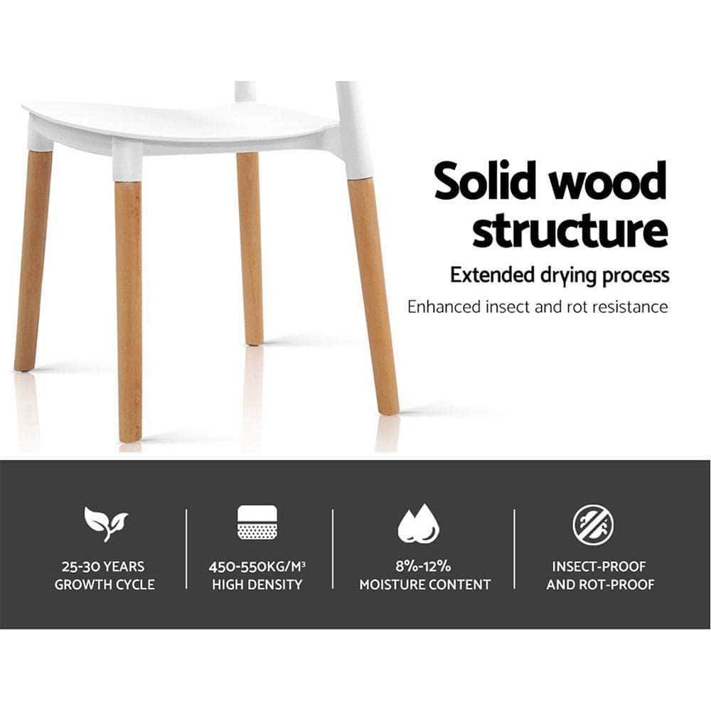 Set of 4 Wooden Stackable Dining Chairs - White