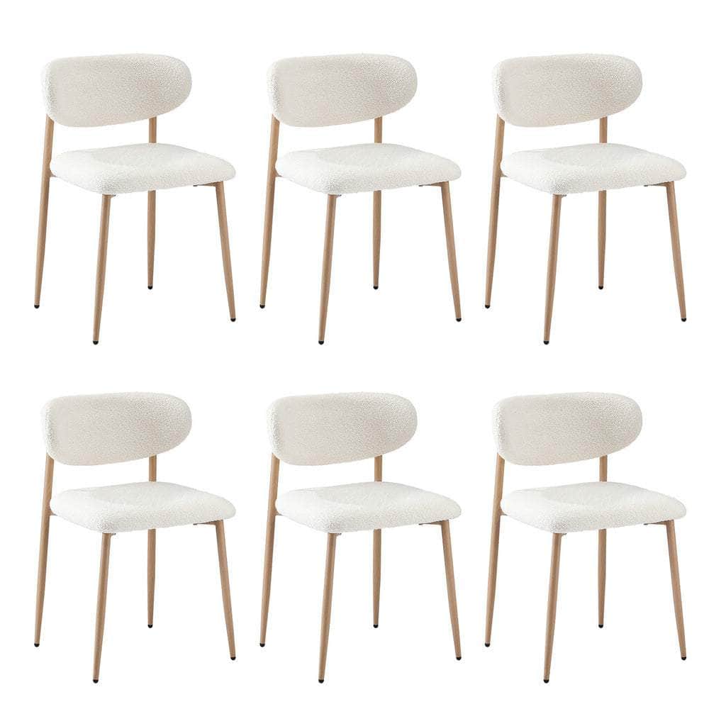 Set of 6 Dining Chairs Boucle Fabric Black & White Kitchen or Dining Room