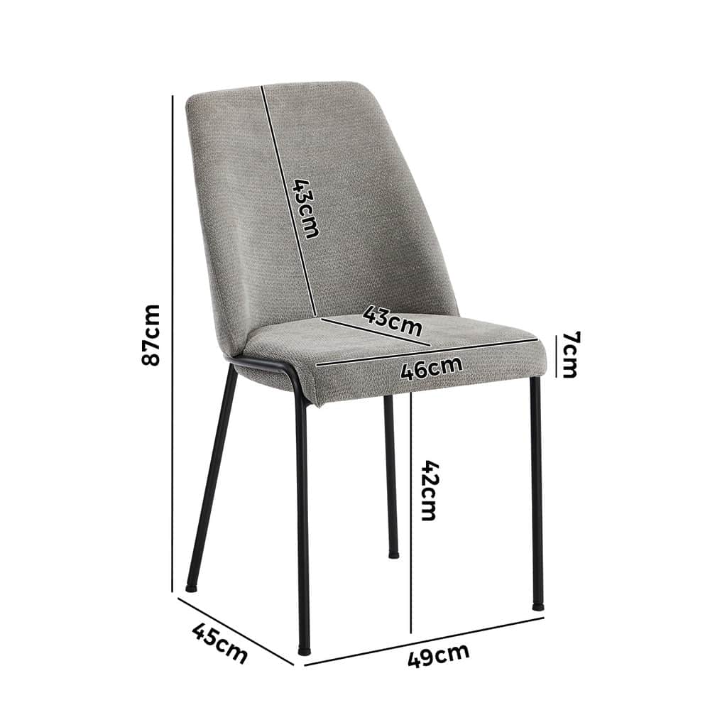 Set of 6 Dining Chairs Chenille Fabric Upholstered Padded Seat Beige Green & Grey