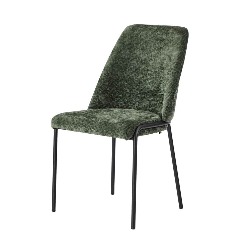 Set of 6 Dining Chairs Chenille Fabric Upholstered Padded Seat Beige Green & Grey