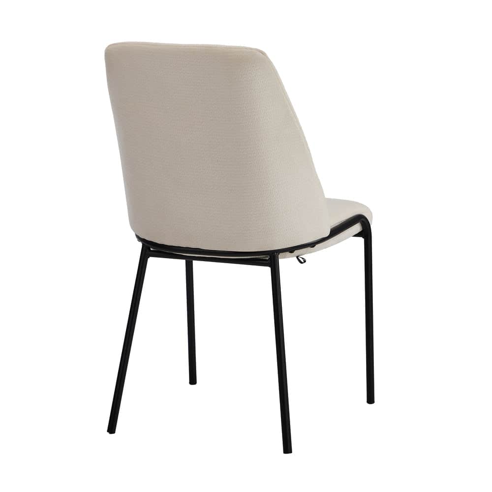 Set of 6 Dining Chairs Chenille Fabric Upholstered Padded Seat Beige Green & Grey