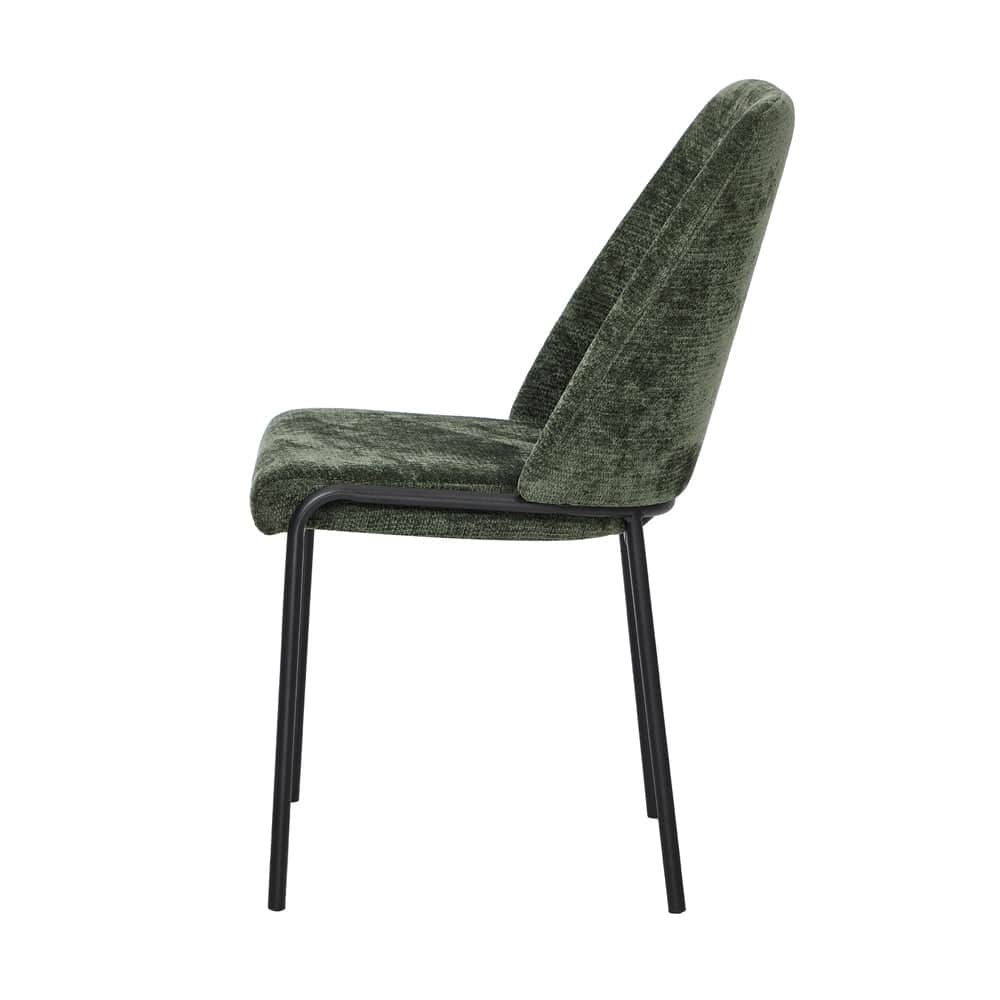 Set of 6 Dining Chairs Chenille Fabric Upholstered Padded Seat Beige Green & Grey