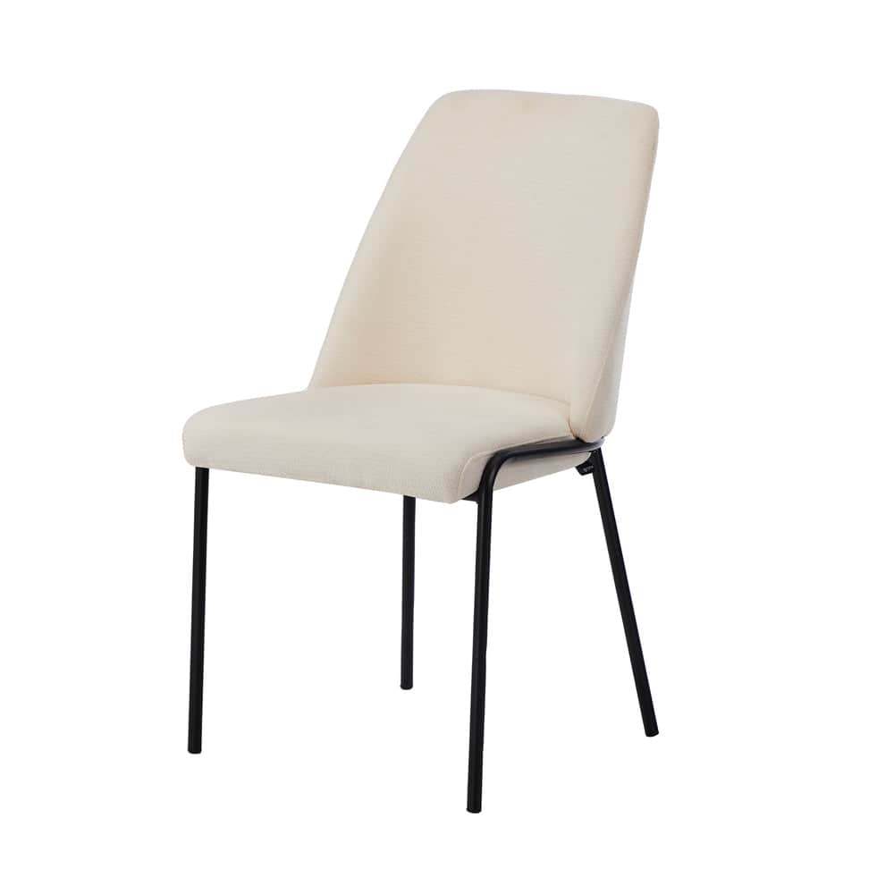 Set of 6 Dining Chairs Chenille Fabric Upholstered Padded Seat Beige Green & Grey