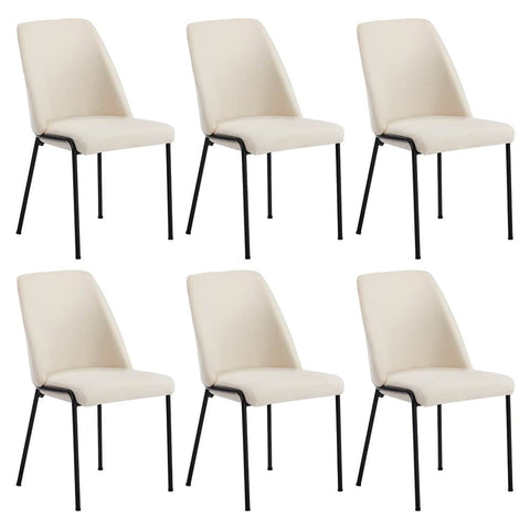 Set of 6 Dining Chairs Chenille Fabric Upholstered Padded Seat Beige Green & Grey
