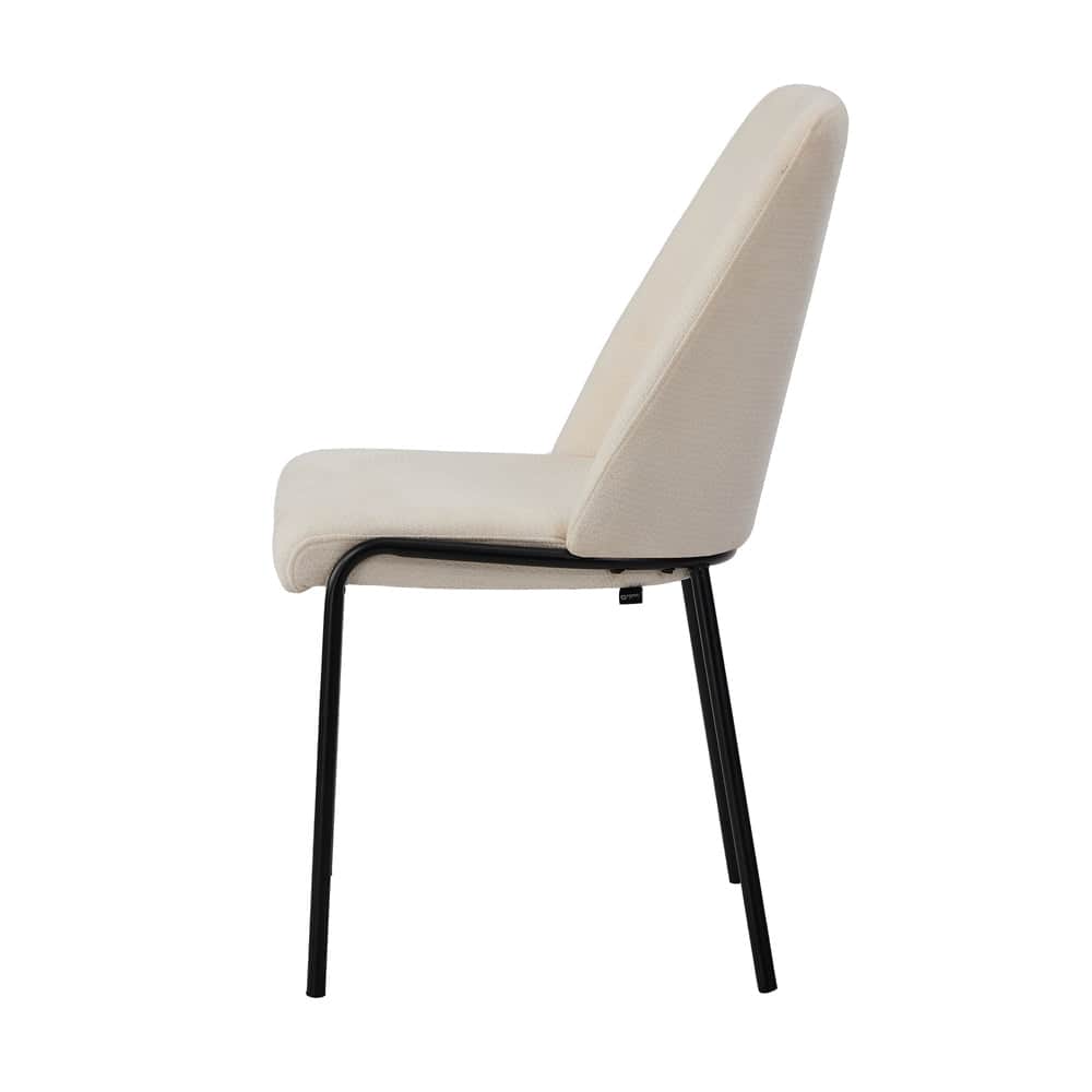 Set of 6 Dining Chairs Chenille Fabric Upholstered Padded Seat Beige Green & Grey