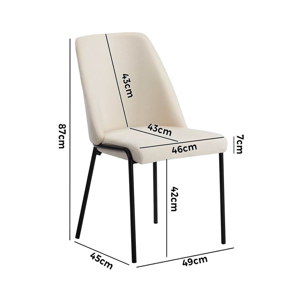 Set of 6 Dining Chairs Chenille Fabric Upholstered Padded Seat Beige Green & Grey