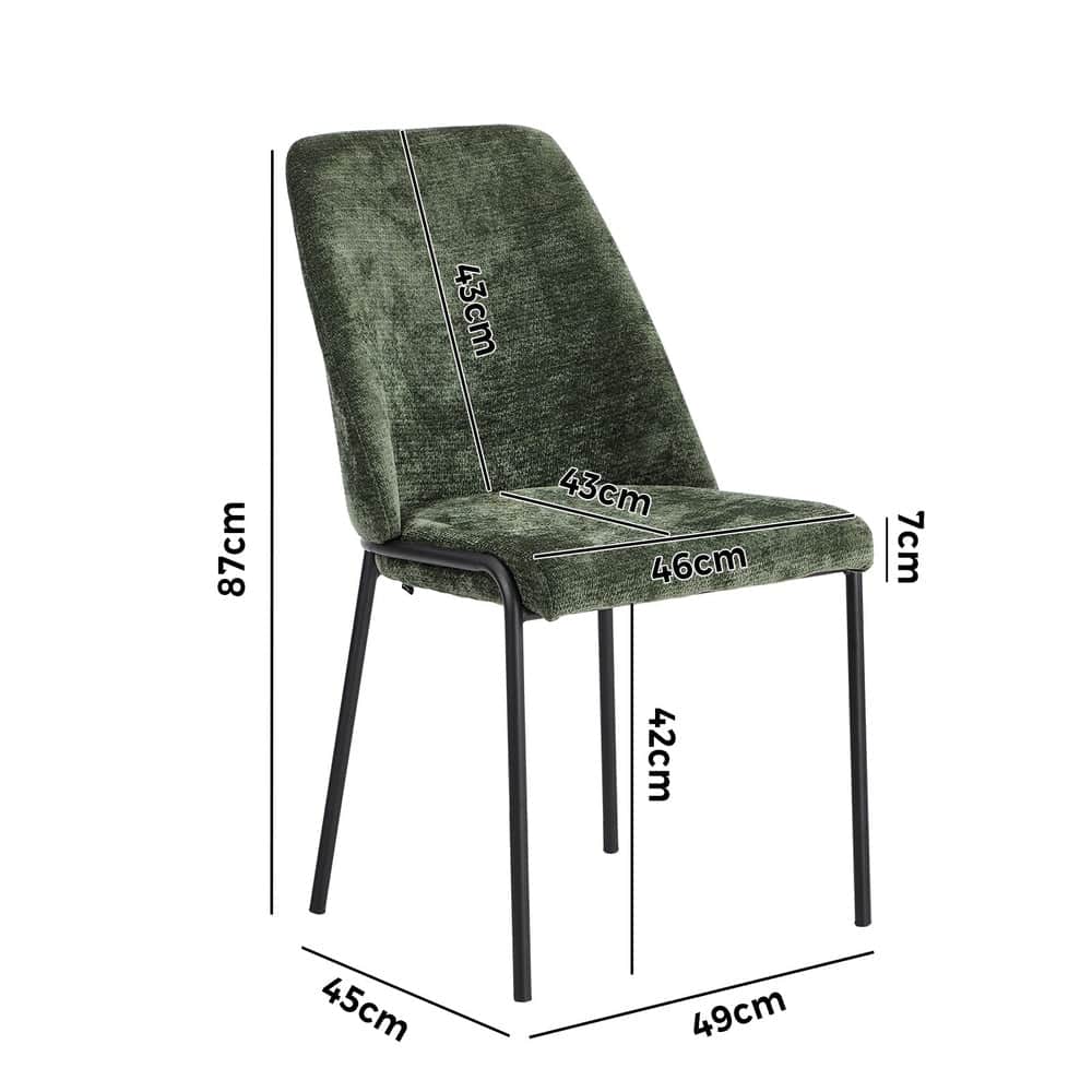 Set of 6 Dining Chairs Chenille Fabric Upholstered Padded Seat Beige Green & Grey