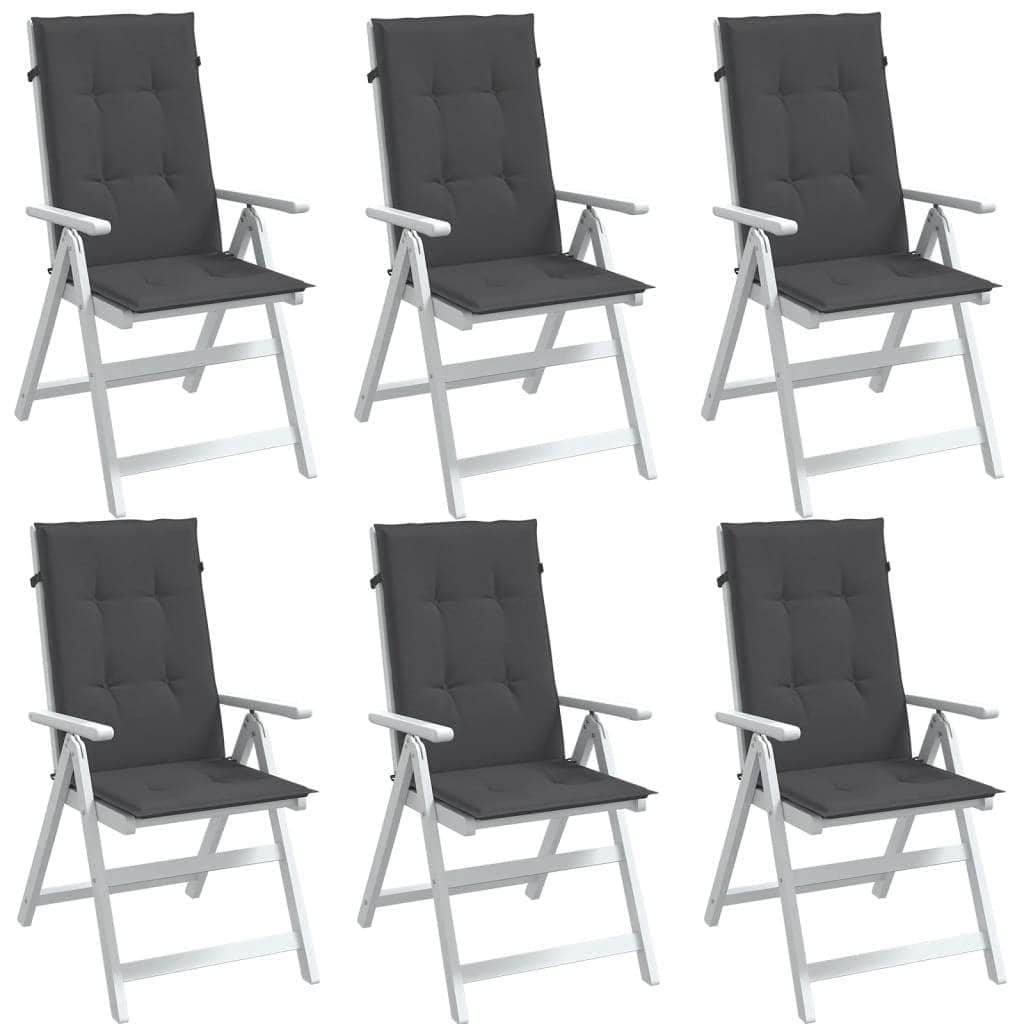 Set of 6 Highback Chair Cushions in Melange Anthracite Fabric