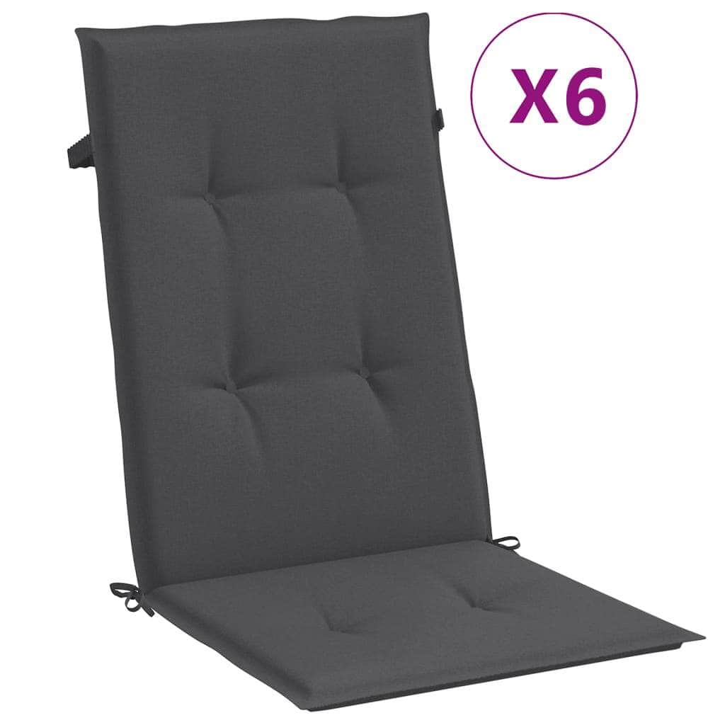 Set of 6 Highback Chair Cushions in Melange Anthracite Fabric