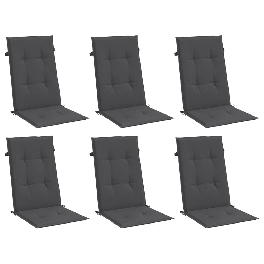 Set of 6 Highback Chair Cushions in Melange Anthracite Fabric