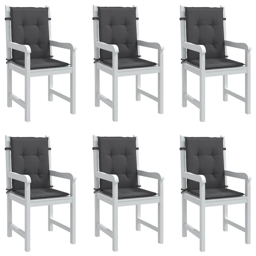 Set of 6 Lowback Chair Cushions in Melange Anthracite Fabric