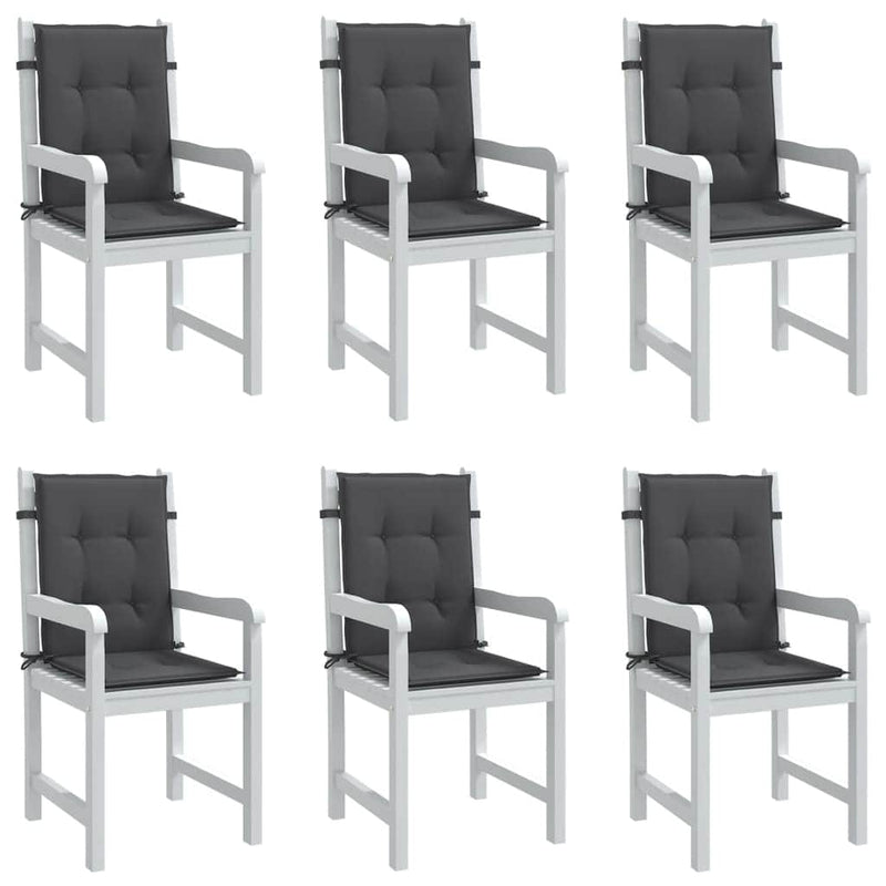 Set of 6 Lowback Chair Cushions in Melange Anthracite Fabric