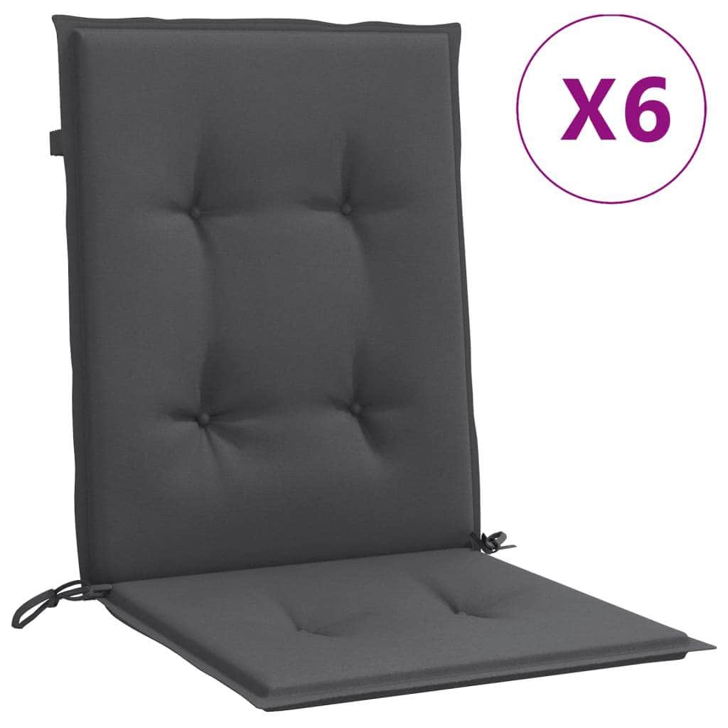 Set of 6 Lowback Chair Cushions in Melange Anthracite Fabric