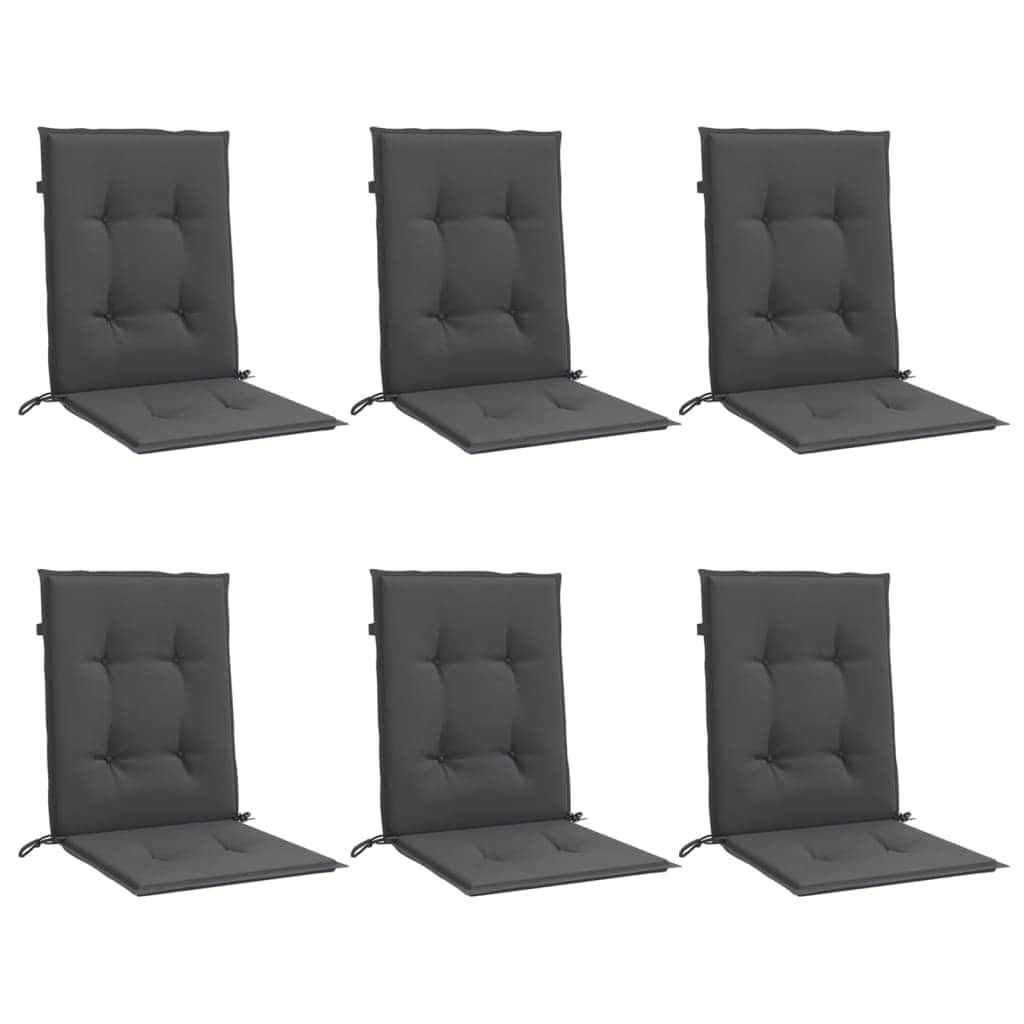 Set of 6 Lowback Chair Cushions in Melange Anthracite Fabric