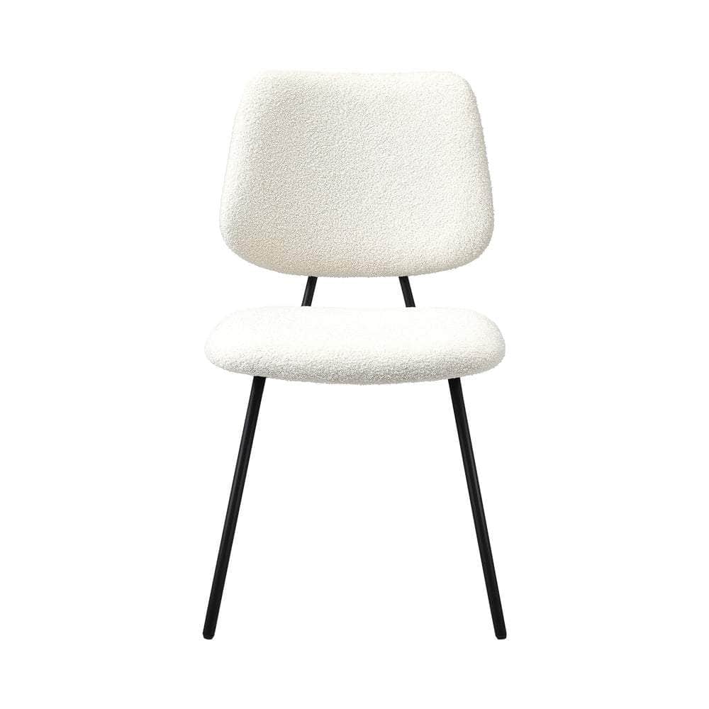 Set of 6 Vintage Retro Dining Chairs White Sherpa Padded Kitchen Chairs