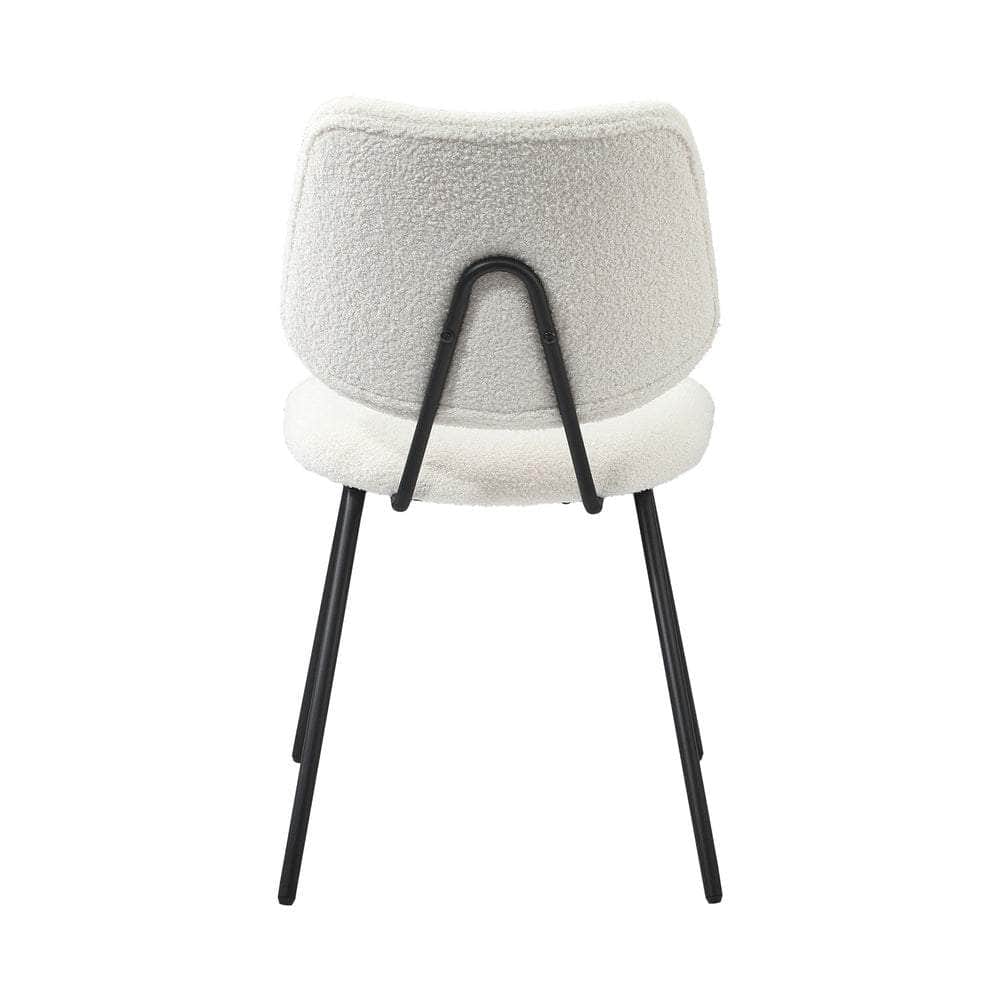 Set of 6 Vintage Retro Dining Chairs White Sherpa Padded Kitchen Chairs