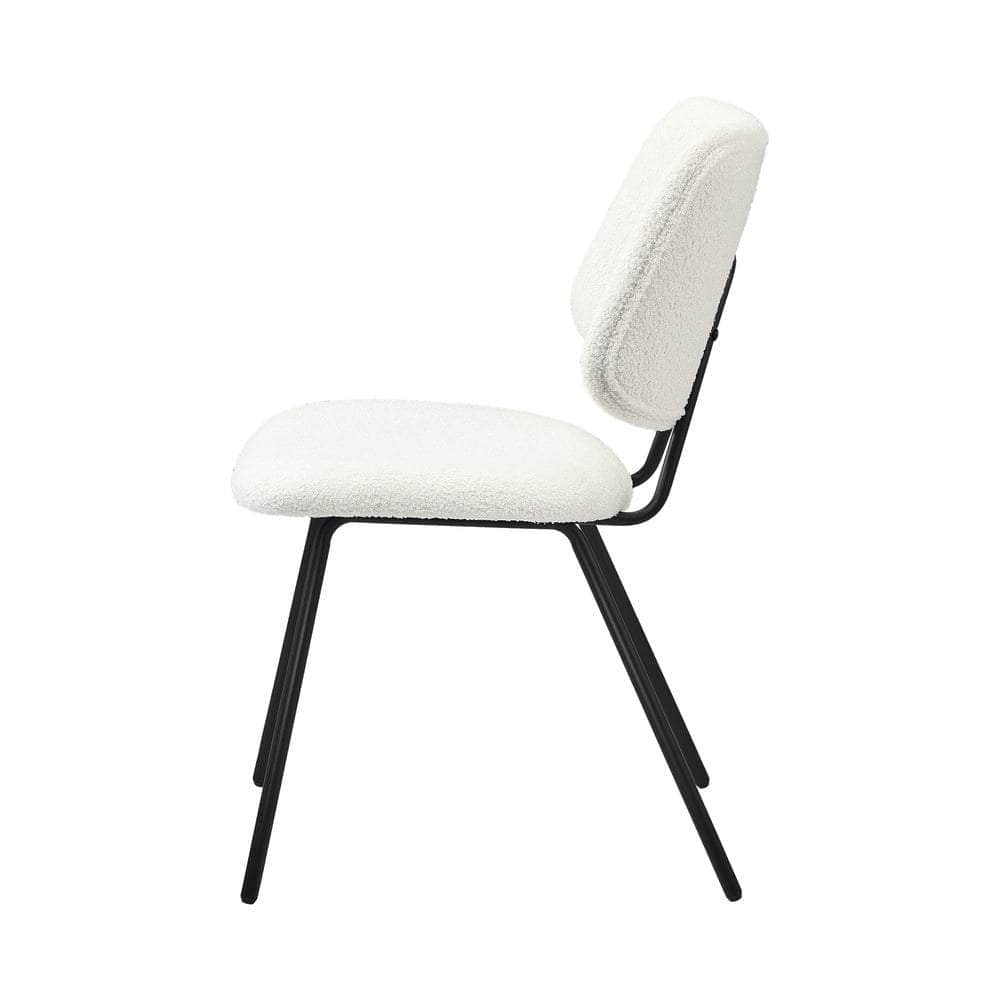 Set of 6 Vintage Retro Dining Chairs White Sherpa Padded Kitchen Chairs