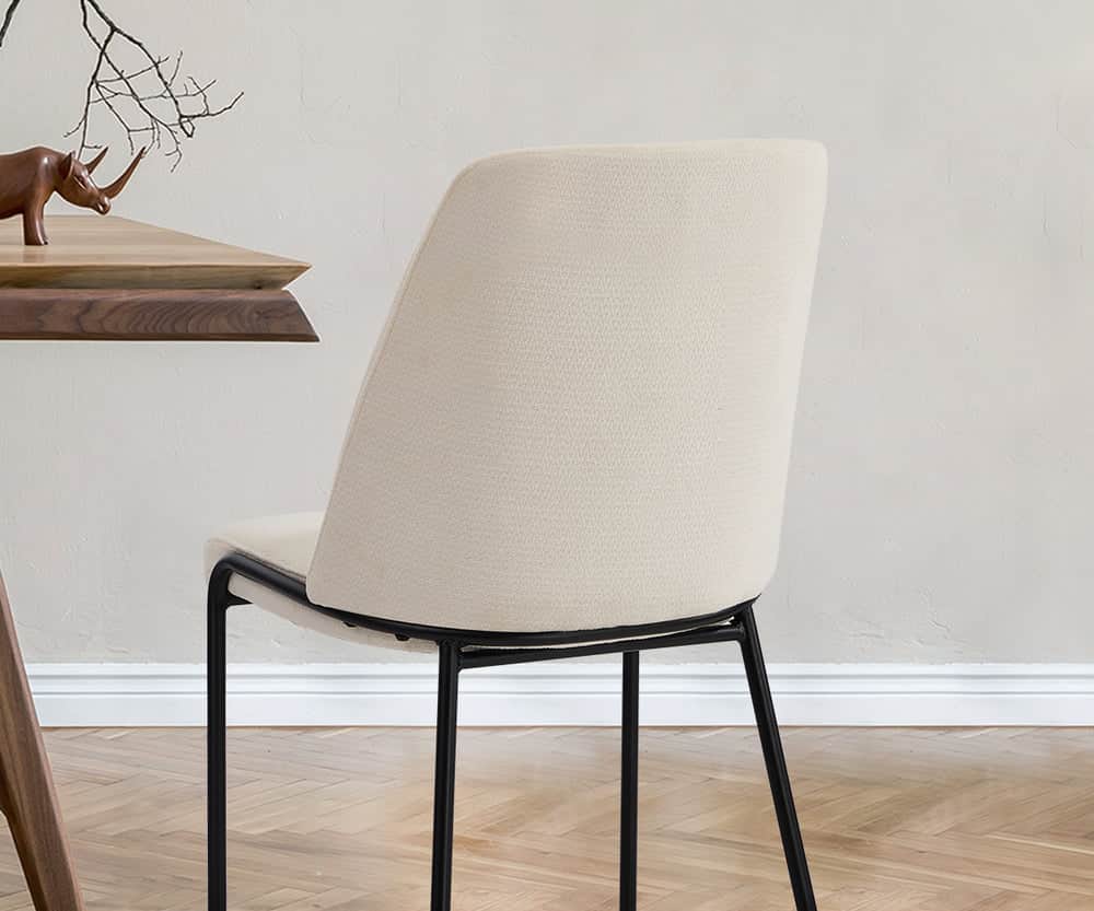 Set of 8 Dining Chairs Chenille Fabric Upholstered Padded Seat Beige Green & Grey