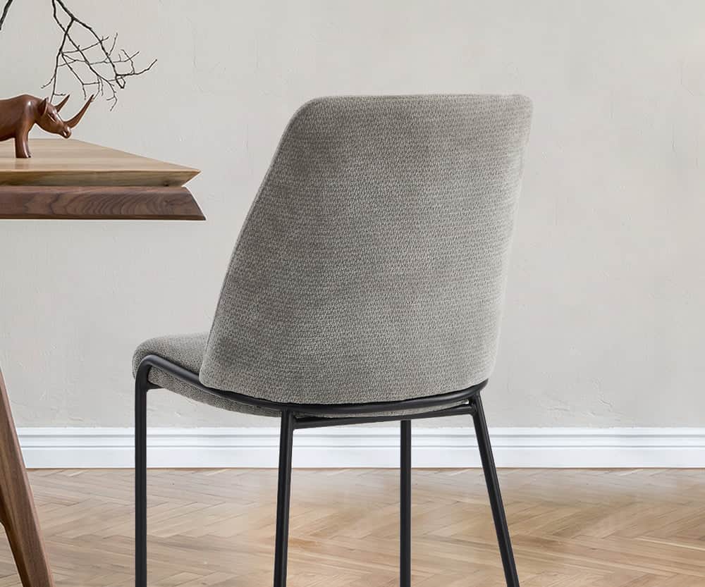 Set of 8 Dining Chairs Chenille Fabric Upholstered Padded Seat Beige Green & Grey