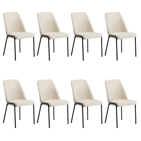 Set of 8 Dining Chairs Chenille Fabric Upholstered Padded Seat Beige Green & Grey
