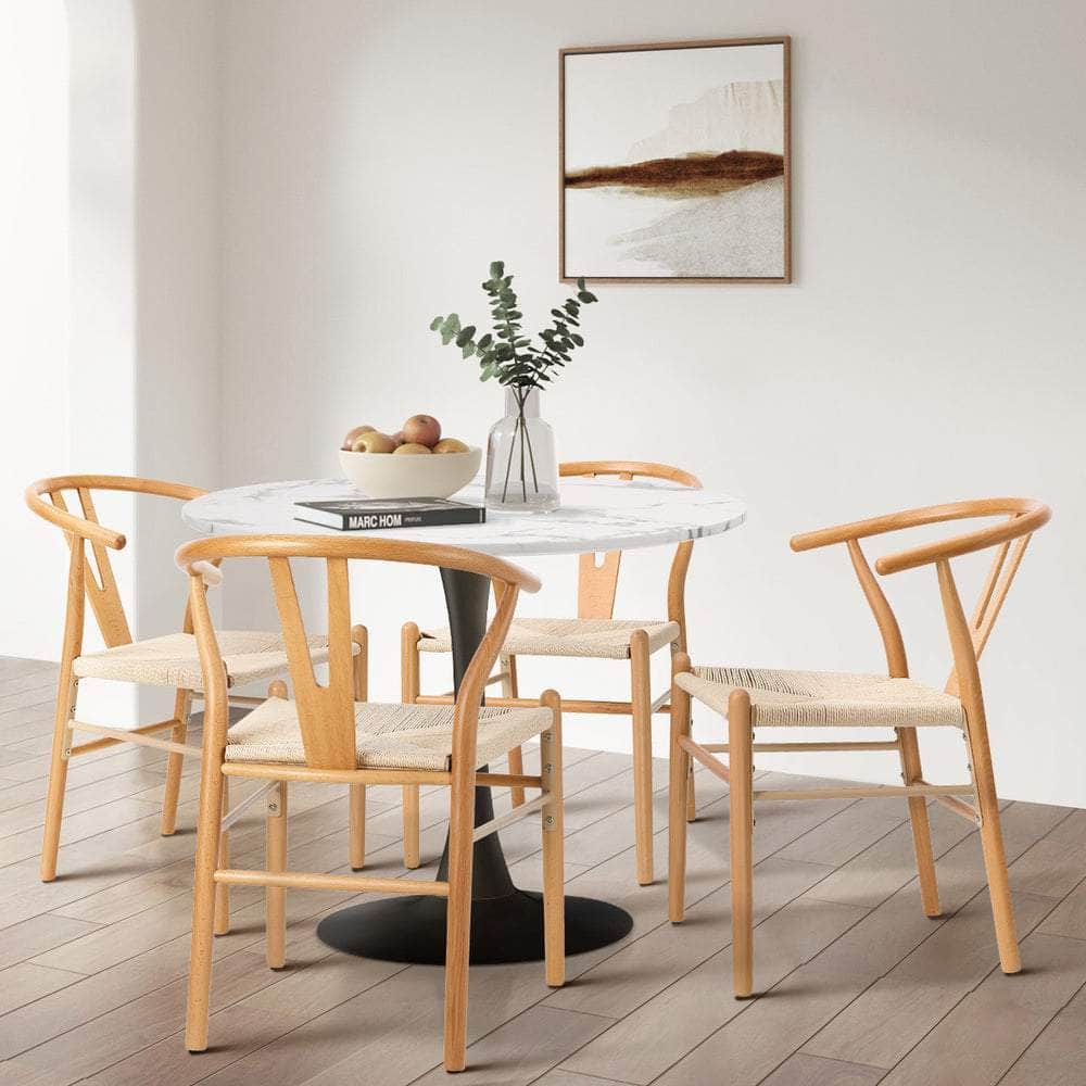 Set of 8 Wooden Dining Chair Wishbone Shaped Chair