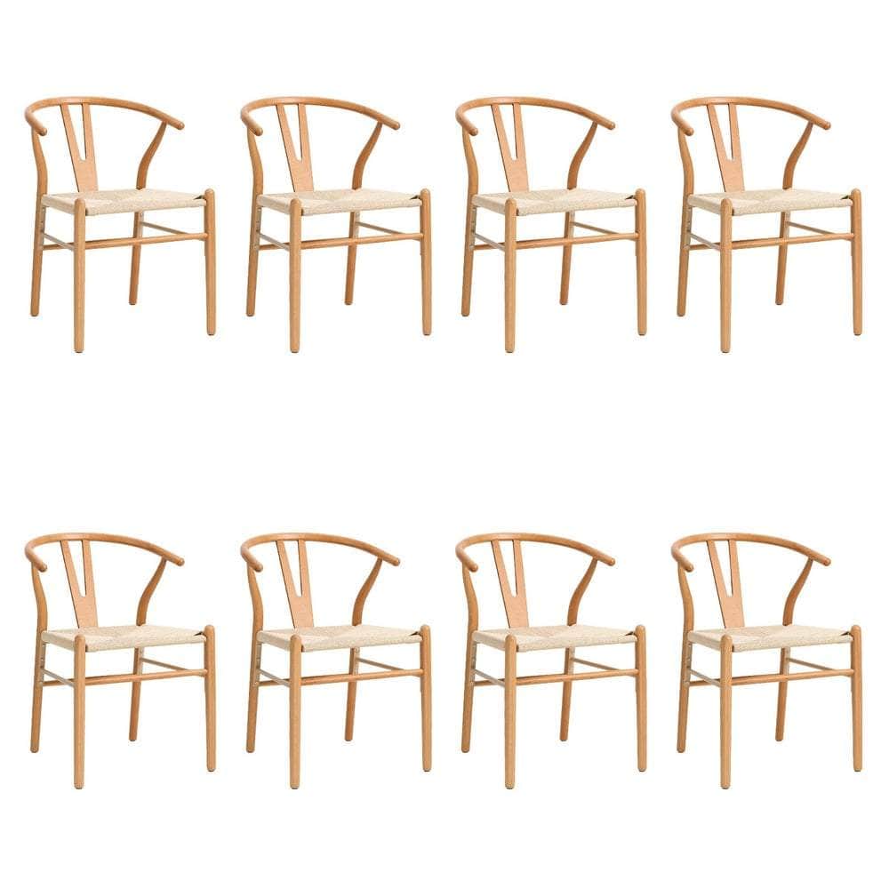 Set of 8 Wooden Dining Chair Wishbone Shaped Chair