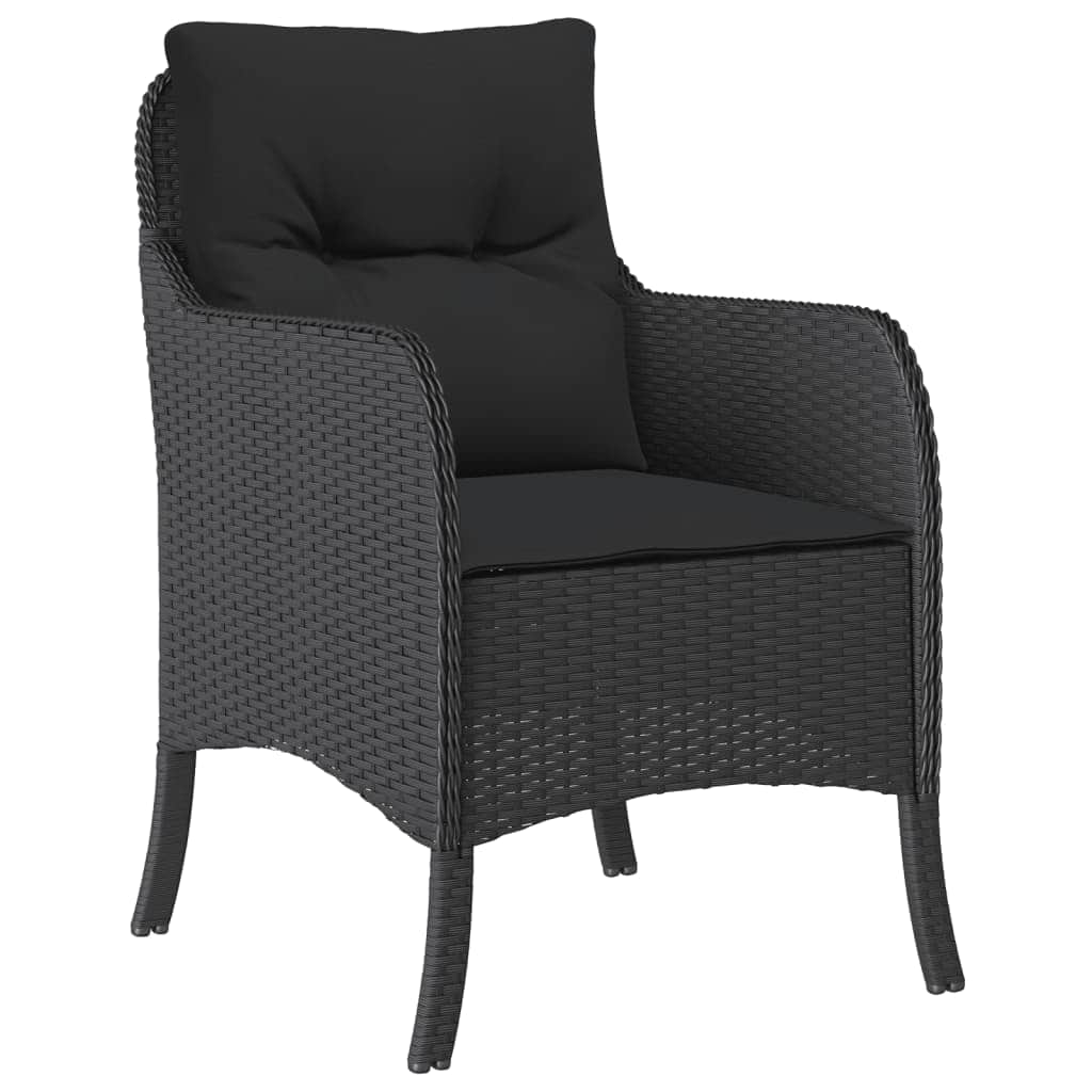 Shadow Haven: 5-Piece Garden Dining Set with Black Poly Rattan and Cushions