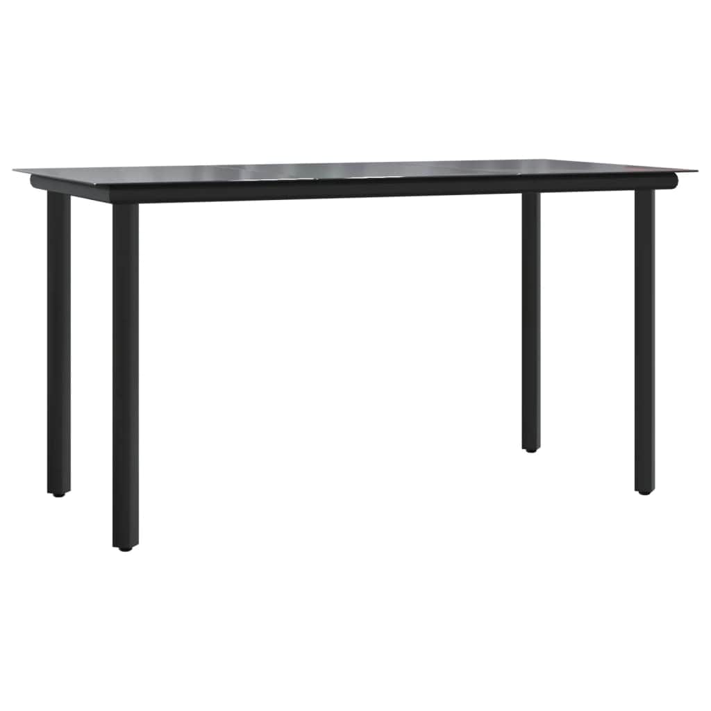 Shadow Haven: 5-Piece Garden Dining Set with Black Poly Rattan and Cushions