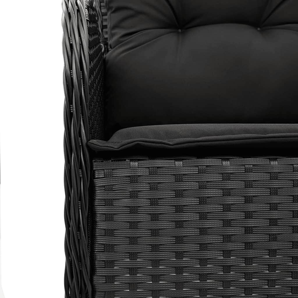 Shadow Haven: 5-Piece Garden Dining Set with Black Poly Rattan and Cushions