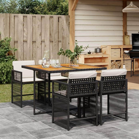 Shadow Haven: 5-Piece Garden Dining Set withPoly Rattan and Cushions
