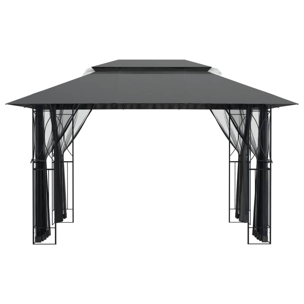 Shadow Retreat: Anthracite Steel Gazebo with Sidewalls