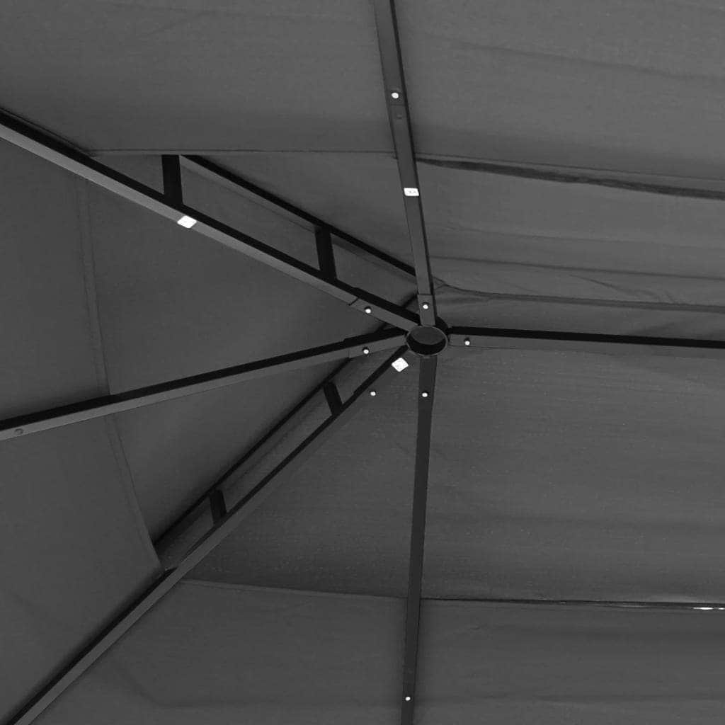 Shadow Retreat: Anthracite Steel Gazebo with Sidewalls