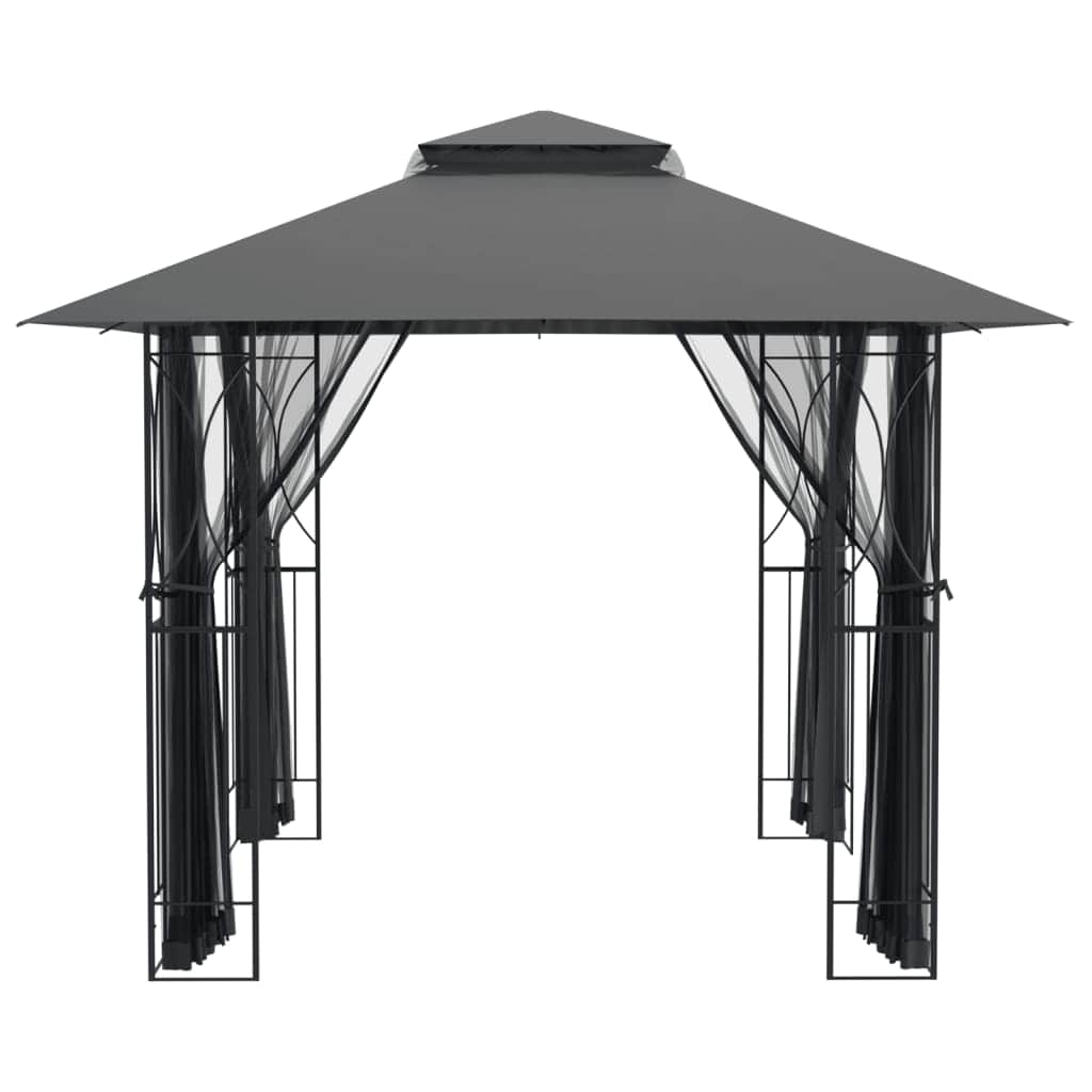 Shadow Retreat: Anthracite Steel Gazebo with Sidewalls