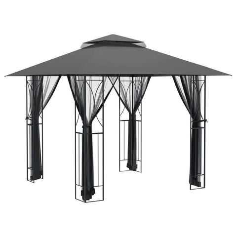 Shadow Retreat: Anthracite Steel Gazebo with Sidewalls