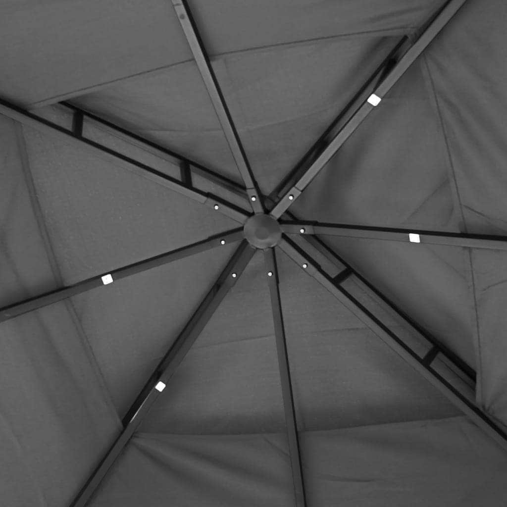 Shadow Retreat: Anthracite Steel Gazebo with Sidewalls