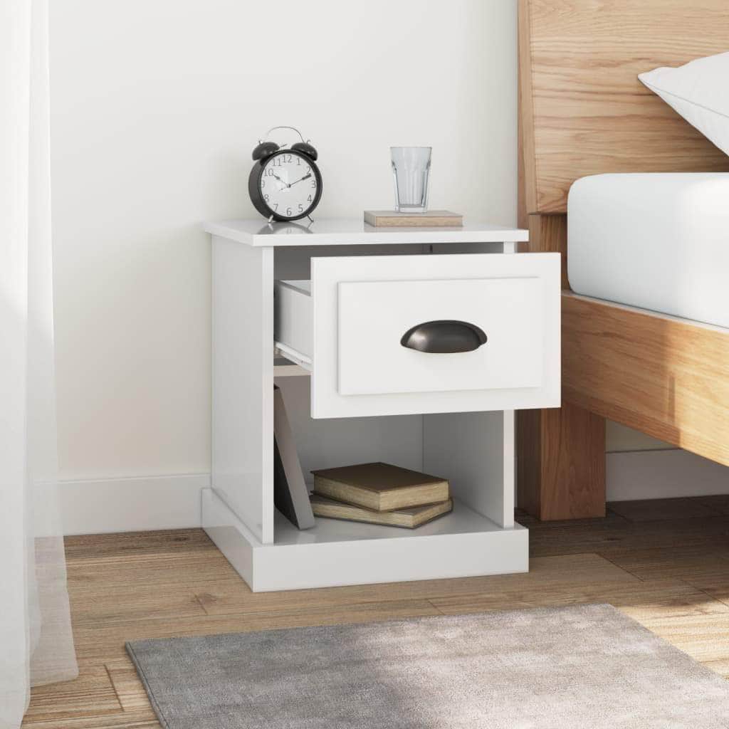 Shadowed Symphony: Set of 2 Black Engineered Wood Bedside Cabinets