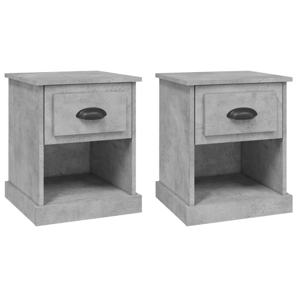 Shadowed Symphony: Set of 2 Black Engineered Wood Bedside Cabinets