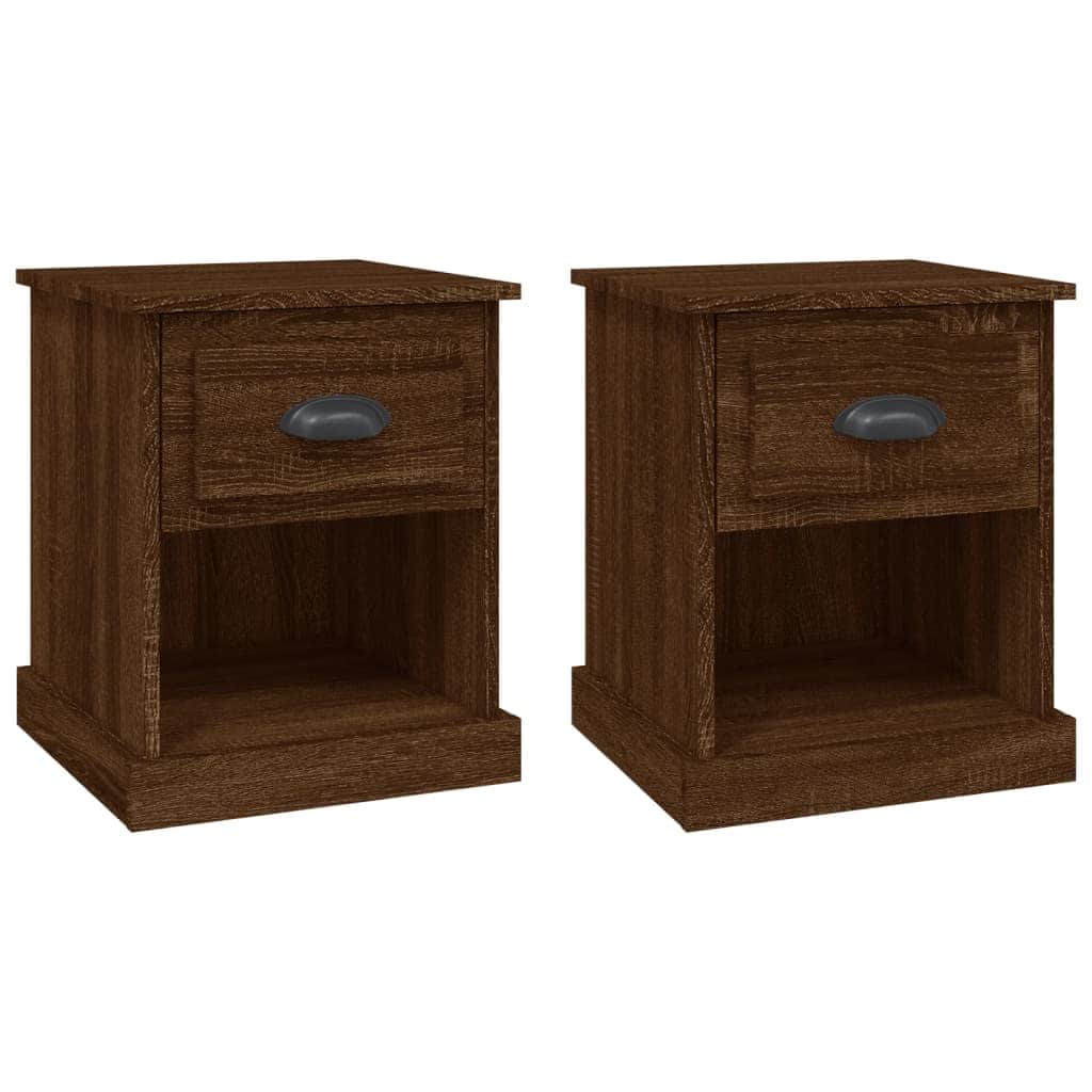 Shadowed Symphony: Set of 2 Black Engineered Wood Bedside Cabinets