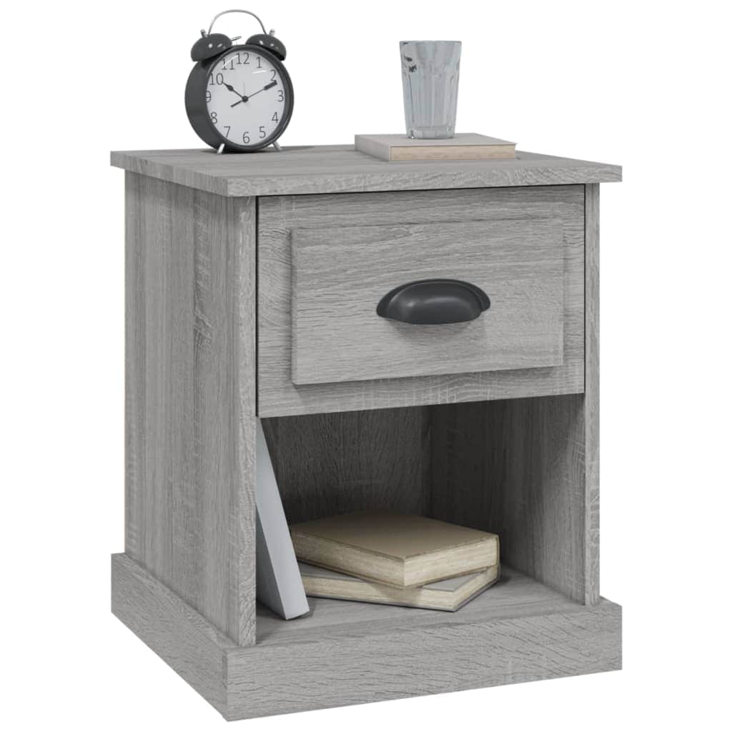 Shadowed Symphony: Set of 2 Black Engineered Wood Bedside Cabinets