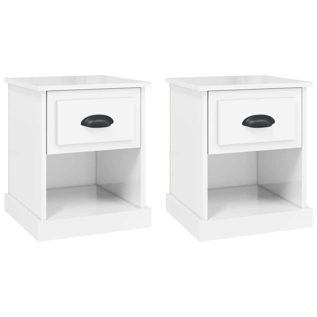 Shadowed Symphony: Set of 2 Black Engineered Wood Bedside Cabinets