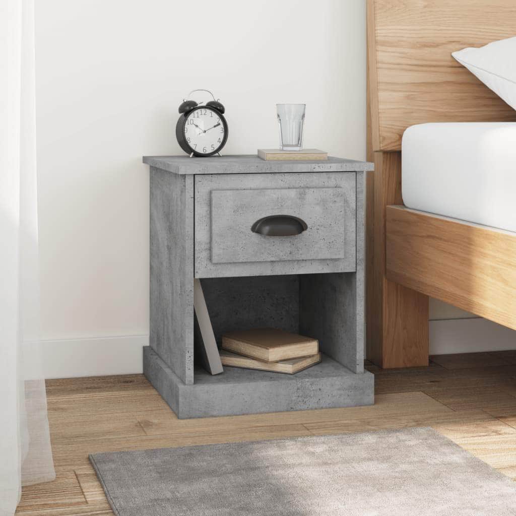 Shadowed Symphony: Set of 2 Black Engineered Wood Bedside Cabinets