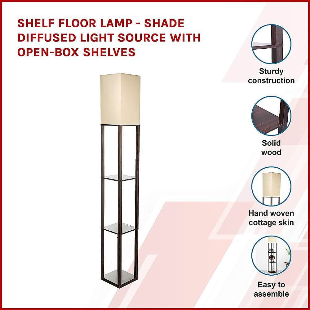 Shelf Floor Lamp - Shade Diffused Light Source With Open-Box Shelves