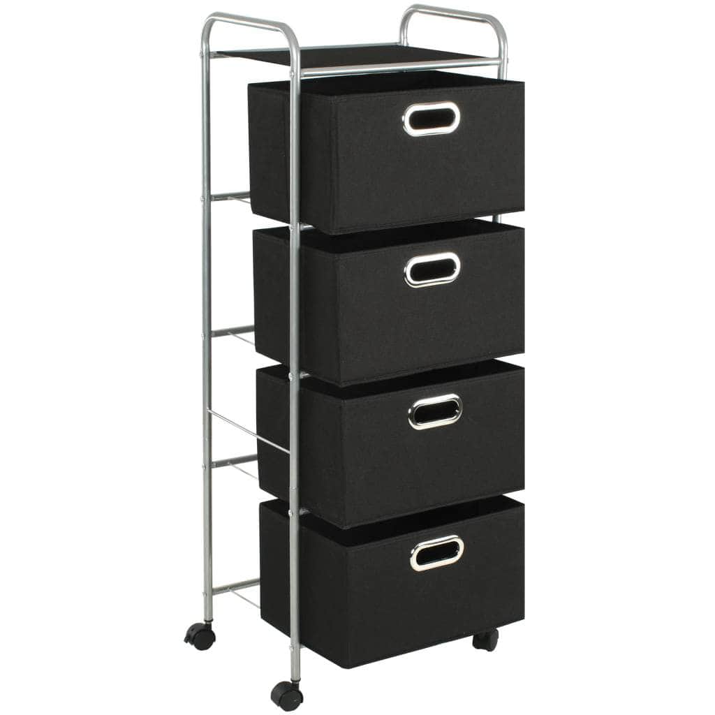 Shelving Unit with 4 Storage Boes Steel and Non-woven Fabric