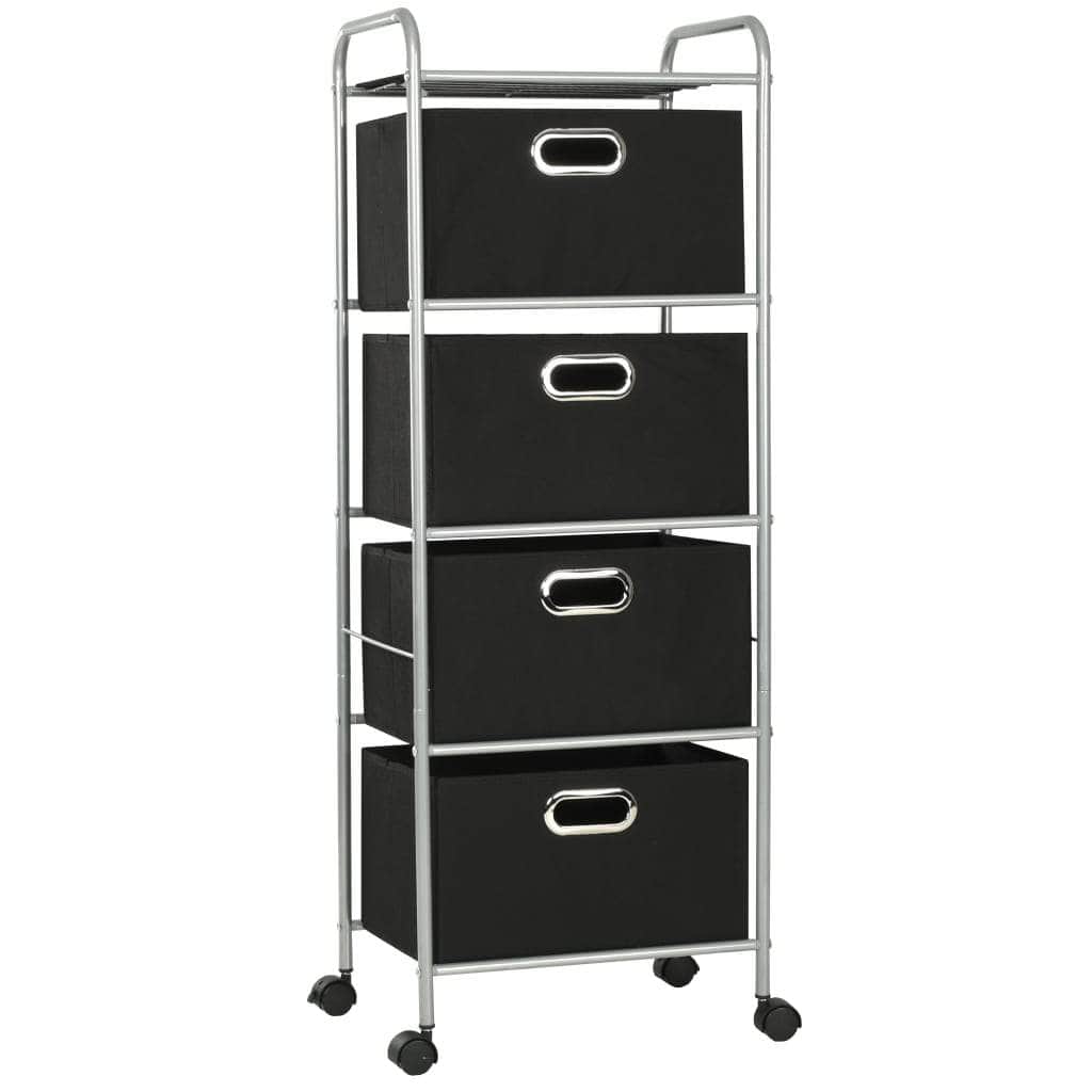 Shelving Unit with 4 Storage Boes Steel and Non-woven Fabric