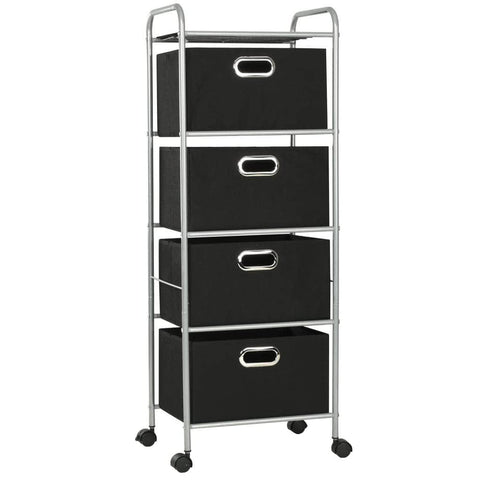 Shelving Unit with 4 Storage Boes Steel and Non-woven Fabric