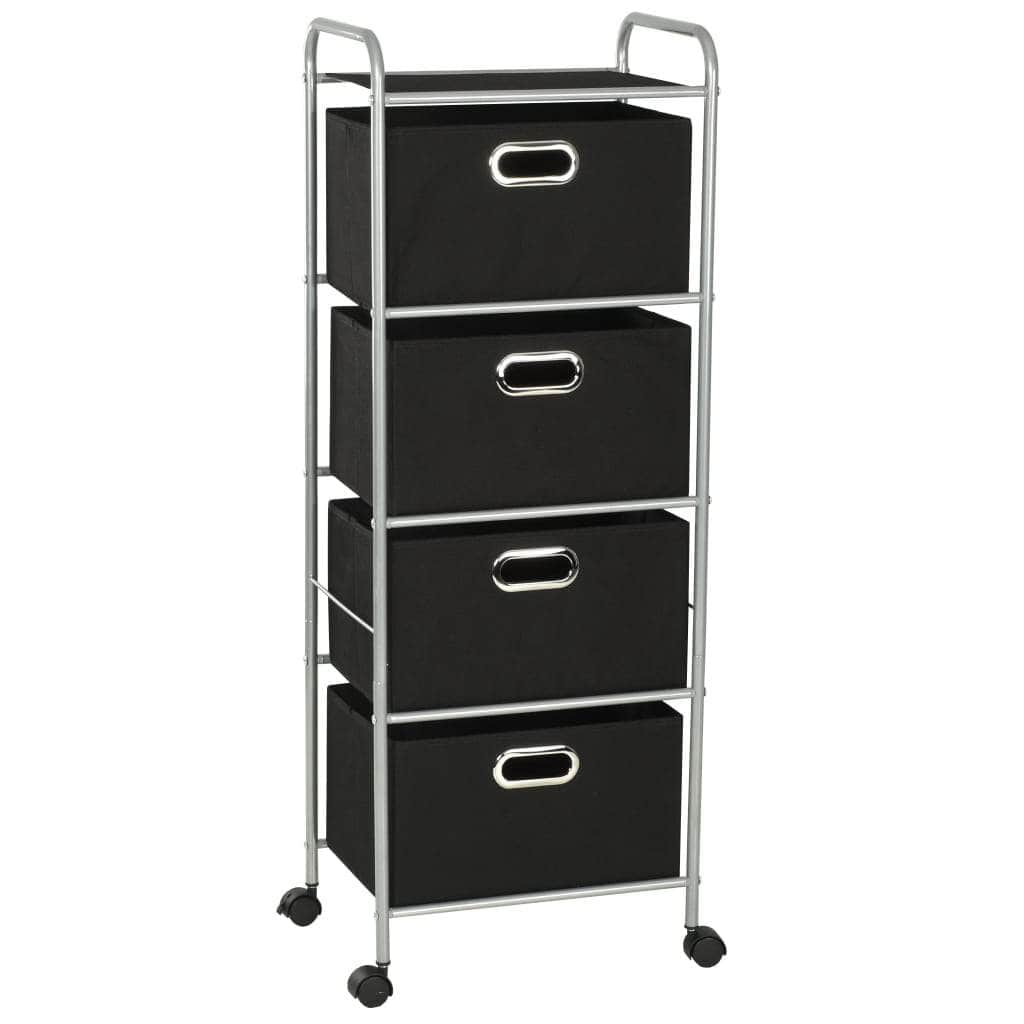 Shelving Unit with 4 Storage Boes Steel and Non-woven Fabric