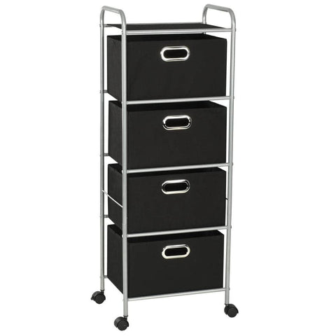 Shelving Unit with 4 Storage Boes Steel and Non-woven Fabric