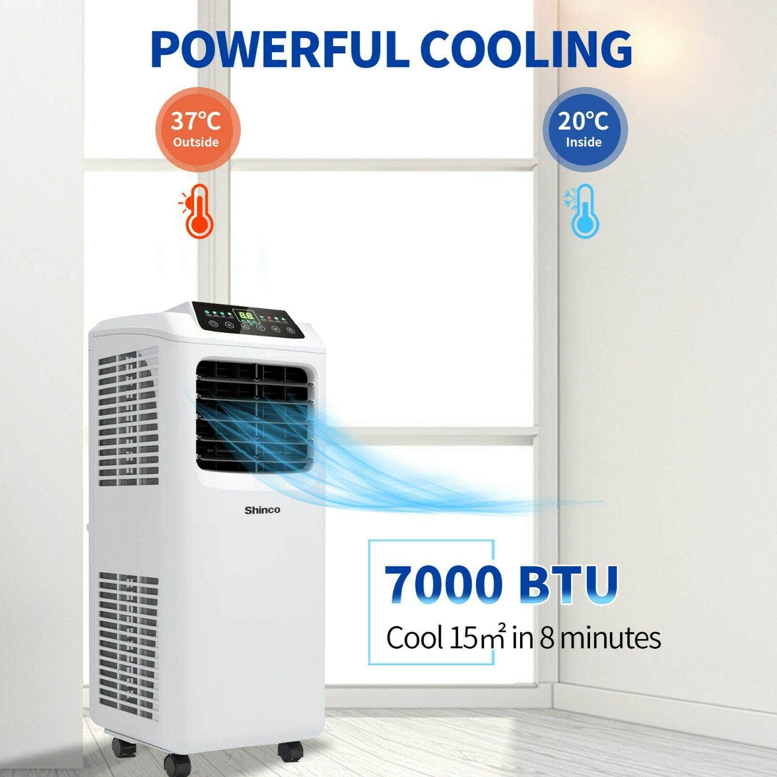 Shinco Spo6 7000Btu 2.0Kw Portable Air Conditioner Remote