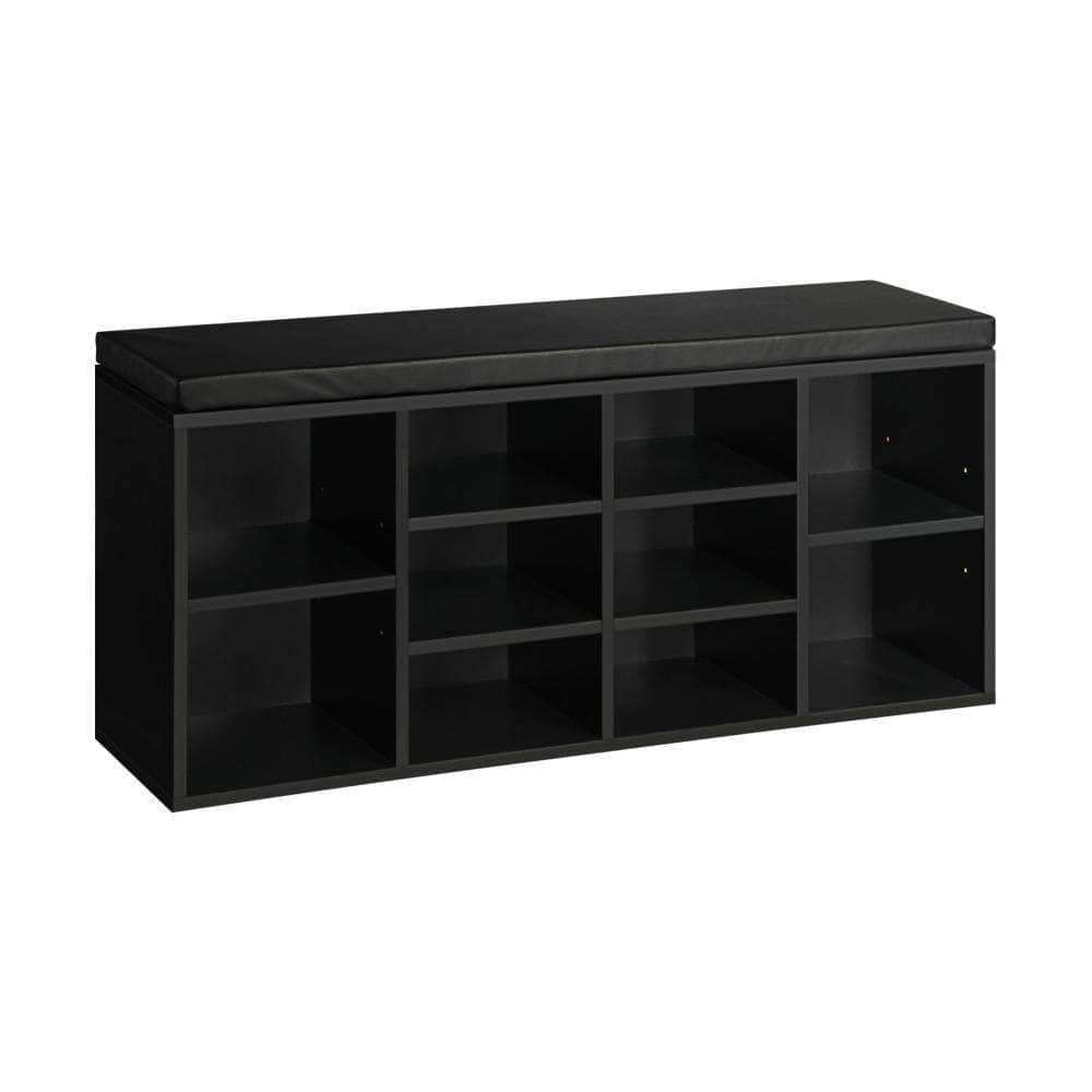 Shoe Bench 105cm Shoe Storage Cabinet Orgaiser Rack Storage Shelf Black