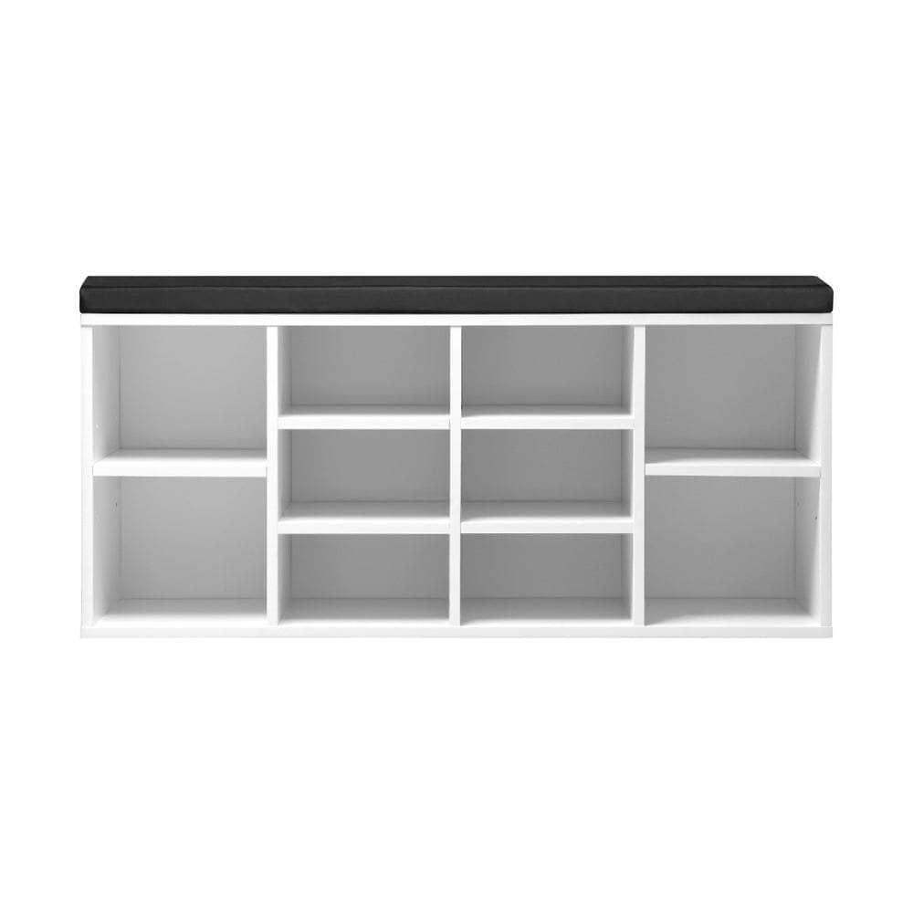 Shoe Bench 105cm Shoe Storage Cabinet Orgaiser Rack Storage Shelf Black and White